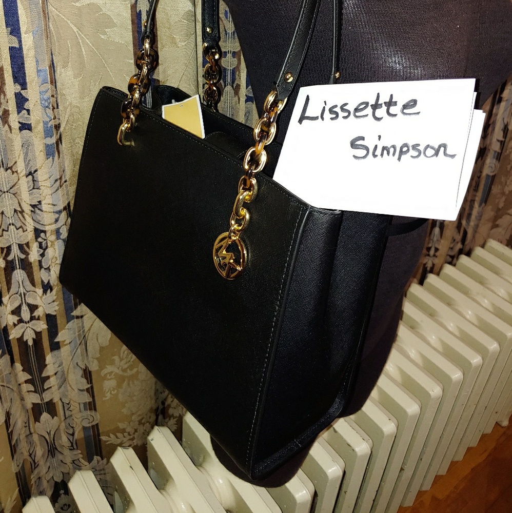 Sofia Large Leather Tote in Black